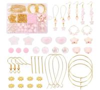 PandaHall 247 Piezas Kit para Creación de Pendientes Rosa, Colgantes con Cuentas Rosas Acrílicas y Ganchos para 30 Pares, Kit para Joyas