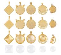 PandaHall 30 bandejas colgantes de bisel de estilo con 30 cabujones de cristal transparente cabujones claros cabujones para hacer joyas artesanales
