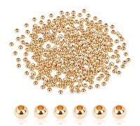 Pandahall 300 Cuentas Redondas Lisas de 3 mm Chapadas en Oro de 14 Quilates Pequeñas Cuentas Espaciadoras Plateadas Cuentas sin Costuras para Pulseras Collares Joyas Manualidades