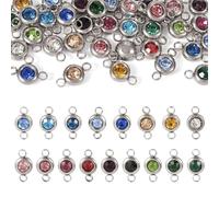 Pandahall - 34 dijes de conector de diamantes de imitación de acero inoxidable, conectores de eslabones redondos planos, 17 colores para aretes, collares, pulseras, llaveros, manualidades