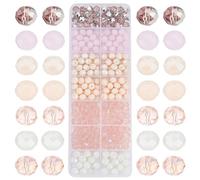 PandaHall 350 cuentas de cristal facetadas de 7 colores, cuentas de cristal de la serie rosa, cuentas de cristal de 8x6 mm, cuentas de vidrio para manualidades de boda, dijes de vino, agujero de 1 mm