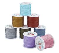 PandaHall 393 yarda/360 m 0,8 mm de hilo de perlas de nailon de 8 colores, cordón chino de macramé, cuerda de nailon para pulseras trenzadas Kumihimo, collares, manualidades, macramé, carillones de