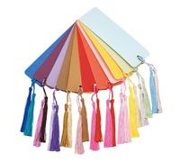 PandaHall 40 Marcapáginas de Papel Kraft de 10 Colores, Tarjetas en Blanco con 80 Borlas de 20 Colores para Marcadores de Libros Etiquetas de Regalo Manualidades Decoración Profesores Estudiantes