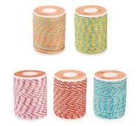 PandaHall - 5 rollos de cuerda de polialgodón de 1,5 mm, trenzado de algodón de macramé, cuerda de 4 capas con carrete para manualidades, pulseras, abalorios, costura y nudos