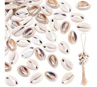 PandaHall - 50 cuentas de concha de mar en espiral natural de Cowrie, 18~20 x 13~14 mm, dijes de concha marina para la playa del océano, para el verano, collar, pulsera, fabricación de joyas