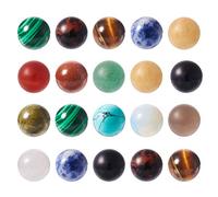 PandaHall 50 cuentas de piedra mixta naturales y sintéticas, 9 ~ 11 mm, sin agujero, redondas, piedras preciosas sueltas para hacer joyas, manualidades, color mezclado al azar