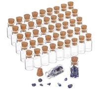 PandaHall 50 mini botellas de vidrio, frascos pequeños de 1.5 ml con tapones de corcho, botellas de recuerdo de deseo, regalos de fiesta en el hogar, 18x10 mm