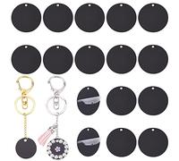 Pandahall 50 Piezas Blanco Acrílico, Llavero Negro en Blanco de 30mm, Adornos en Blanco Círculo Redondo Disco de Navidad para Pintura de Vinilo Grabado Boda Navidad Cordones de Regalo