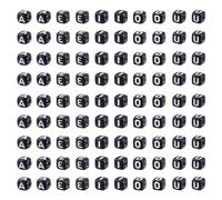 PandaHall - 500 cuentas cuadradas de letras de vocal cúbica, cuentas negras del alfabeto de 6 mm, cuentas de letras iniciales A/E/I/O/U, vocales para pulseras de amistad, collares, fabricación de