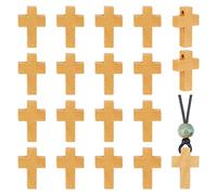 PandaHall 50pcs Colgantes charms de madera de cruz para hacer pulsera collar bisuteria sin plomo colgantes para collar accesorios para joyas 22x14x4mm agujero:2mm