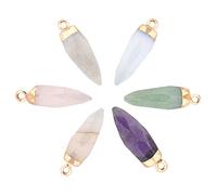 PandaHall 6 Piezas Piedras Preciosas de Cuarzo Colgante de Bala, Piedra de Chakra Facetada de Cuarzo Collar de Cristal Colgante Acero Inoxidable Metal Ágata para Hacer Joyas Collar Pulsera