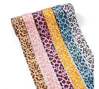 Pandahall 6 rollos de cinta de grogrén con estampado de leopardo de 1 pulgada de ancho con impresión de guepardo para diademas de pelo, lazos de regalo, costura (6 colores, 5 yardas/rollo)