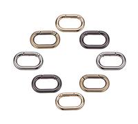 PandaHall 8 piezas Anillo ovalado de primavera Mosquetón redondo Broche de presión Gancho Gatillo Llavero de primavera Hebilla 4 colores para bolsos, monederos, llavero Platino