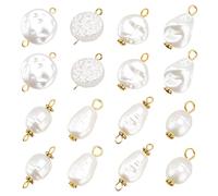 PandaHall 80 piezas 8 colgantes de perlas de estilo accesorios de perlas de plástico ABS imitación cuentas forma irregular perla acrílico con bolígrafos dorados