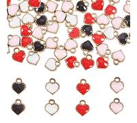 PandaHall 80 Unids colorido Corazón Tema Encanto Flotante Colgante Esmalte Lentejuelas Cuelgan Cristal Vida Memoria para Collar Pulsera Pendiente Tobillo Fabricación de Joyas