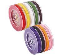 PandaHall 9 Colores Cordón de Nylon, 0.8 mm Hilo de Nylon Trenzado Alambre Macramé Hilo de Nylon para Macramé Shamballa para la Fabricación de Joyería de Perlas Kumihimo, 7~9m/Rollo