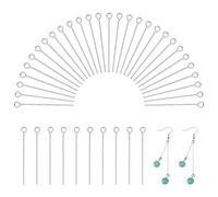 PandaHall Accesorios de Joyería 30mm Alfiler con hoyo de Acero Inoxidable, Metal,30mm,alfiler:0.6mm,Agujero:2mm, Color: Plata, 100 Pcs