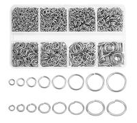 PandaHall Anillo de salto abierto de acero inoxidable 304, 2280 unidades, 8 tamaños, anillos de conexión para joyería de 3 mm, 4 mm, 5 mm, 6 mm, 7 mm, 8 mm, reparación de bricolaje, calibre 18/20/22