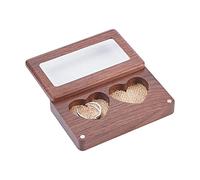 PandaHall Caja de anillo de doble corazón, portador de anillos rústicos con recinto fácil grabado, soporte de anillo de almohada de madera para boda, día de San Valentín, 3.7x2.4x0.8/9.4x6x1.9cm