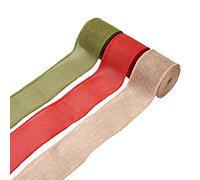 PandaHall - Cinta de arpillera de yute rústica de 15 metros para manualidades, envolver regalos y decoración de boda o navideña de 60 mm, colores natural, rojo, verde