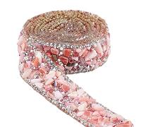 PandaHall - Cinta de diamantes de imitación de cristal de 1m con cuentas de piedras preciosas para planchar con borde de cadenas de eslabones para bricolaje, boda, vestido de novia, zapatos,