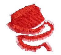 Pandahall - Cinta de gasa con volantes de 2 capas de organza satinada de 21,8 yardas, 1-5/8 pulgadas, color rojo, plisada, para costura de tela, apliques bordados, decoración de fiesta de boda