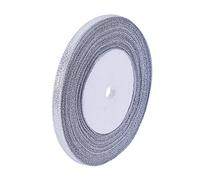 Pandahall,cinta de la chispa, material de bricolaje para organza arco, doble cara, color de plata, tama?o: cerca de 6 mm de ancho, 25 yardas/rodillo
