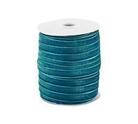 PandaHall Cinta de terciopelo de 50 yardas de una sola cara, carrete de cinta de terciopelo de 3/8 pulgadas de 10 mm para envolver regalos, clip de lazo, costura y decoración de boda (cian oscuro)