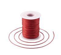 PandaHall Cordón de algodón encerado de 100 yardas de 1 mm para abalorios, cadena artesanal de macramé rojo con carrete para pulsera, tobillera, abalorios, collar, joyería, trabajo de costura