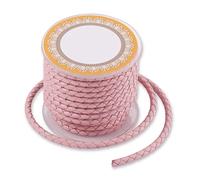 PandaHall - Cordón de cuero trenzado redondo para hacer pulseras, collares, bisutería, 5 m, 4 mm, color rosa