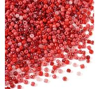 PandaHall - Cuentas redondas de cristal rojo de 100 g, cuentas redondas de 4 mm, 6/0 pequeñas cuentas espaciadoras sueltas para hacer pulseras de amistad, collares, joyas
