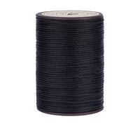 PandaHall Cuerda de hilo encerado negro 0,8 mm, 50 m de hilo de poliéster, para trenzar pulseras y joyas, coser a mano, cuero, encuadernación, manualidades