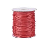 Pandahall - Cuerda trenzada de algodón encerado de 100 yardas/rollo de 1.5 mm para manualidades, joyería, manualidades, macramé, cuerda de hilo con carrete (rojo)