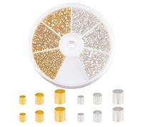 PandaHall Elite 1 Caja pequeña Tubo de latón Crimp Beads Cuentas espaciadoras para hacer joyas, 3 tamaños diferentes
