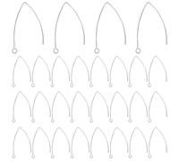 PandaHall Elite 100 Pcs Ganchos de Pendiente de Acero Inoxidable 304, Pendientes de Orejas, Color de Acero Inoxidable,41x22x1 mm, Agujero: 2 mm