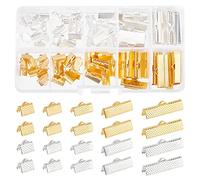 Pandahall Elite 100 piezas varios tamaños de cinta abrazadera final Crimpa conectores conjuntos tamaño 8 - 25 x 6 - 8 x 5 mm en caja para joyas Craft Supplies