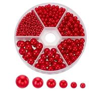 Pandahall Elite 1113 Piezas de Perlas Redondas de 2.5/4/5/6/7/8 mm sin Agujeros Accesorios para Rellenos de Jarrones Bodas Fiestas de Cumpleaños Decoración del Hogar Rojo 6 Tamaños Mixtos