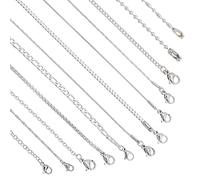 PandaHall Elite 12 Pcs Collares Cadena de Acero Inoxidable 304, con Cierres de Pinza de Langosta, Color Acero Inoxidable