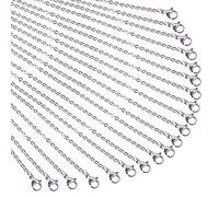 PandaHall Elite - 20 hebras de 45 cm/hebra de acero inoxidable 304 con cierres de langosta para hacer joyas, color acero inoxidable