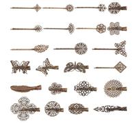 PandaHall Elite 23pcs 23 estilo de accesorios de latón para el pelo Bobby Pin, bronce antiguo, 8.2x8.2 x 2.7 cm, 26pcs / set