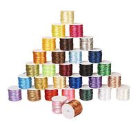 PandaHall Elite 30 Colores 300m (328 Yardas) Cordón de Nylon Satinado Cordón de Seda de Rata de 2 mm Cuerda para Abalorios Fabricación de Joyas