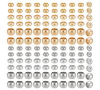 PandaHall Elite 300pcs / box 1.5/2 / 2.5mm 304 cuentas de engarce de acero inoxidable con 0.8/0.5~1/1~1.5mm orificio grande para hacer joyas, 2 colores mezclados, 3 tamaños mixtos