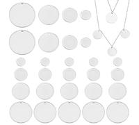 Pandahall Elite 40 Piezas de 4 Tamaños Planos Redondos 304 de Acero Inoxidable con Estampado en Blanco de Etiquetas Colgantes para Pendientes Pulseras Collares Colgantes Joyería