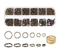 PandaHall Elite 505 Pcs Anillos Saltos de Latón, Double Anillo y Herramienta Auxiliar, Bronce antiguo, 13x5x1.5cm
