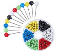Pandahall Elite 600 pcs 1/8 Inch mapa Push Pins mapa tachuelas cabeza de bola de acrílico con 304 Acero inoxidable punto 6 varios colores para tablón de anuncios tela marcado