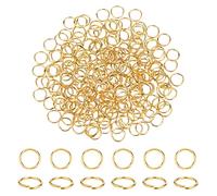 PandaHall Elite anillos de engarce de bronce, cerca, pero sin soldar,oro, 10x1mm; sobre 260pcs / bolso; Tamano del embalaje: 74x105mm