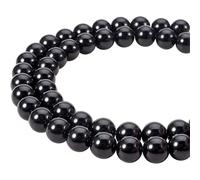PandaHall Elite - aproximadamente 49 piezas / hilo de 8 mm perla de obsidiana natural perlas redondas de grado a cuerdas de perlas para pulsera collar DIY joyas, color negro, agujero: 1 mm