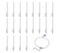 Pandahall Elite - Cadenas extensoras de acero inoxidable 304 de 20 hebras con cierres de pinza de langosta para hacer joyas de bricolaje, 58 mm de largo, color acero inoxidable