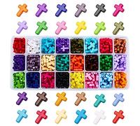 PandaHall Elite Caja de 480 Abalorios de Acrílico para Collares Pulseras y Otras Joyas Artesanales Colgantes en Forma de Cruz Colores Variados Aprox. 20 Unidades de Cada Color 480 Unidades en Tota