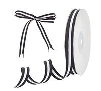 PandaHall Elite Cinta de grogrén de Doble Cara con Rayas Blancas y Negras, Cinta de Regalo para Fiestas, Bodas, cumpleaños, Navidad, Despedidas de Soltera